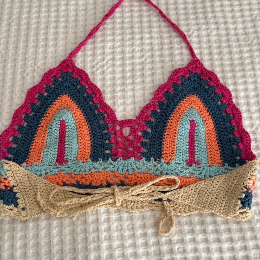Multicolor Crochet Halter Top - Picture 2 of 7